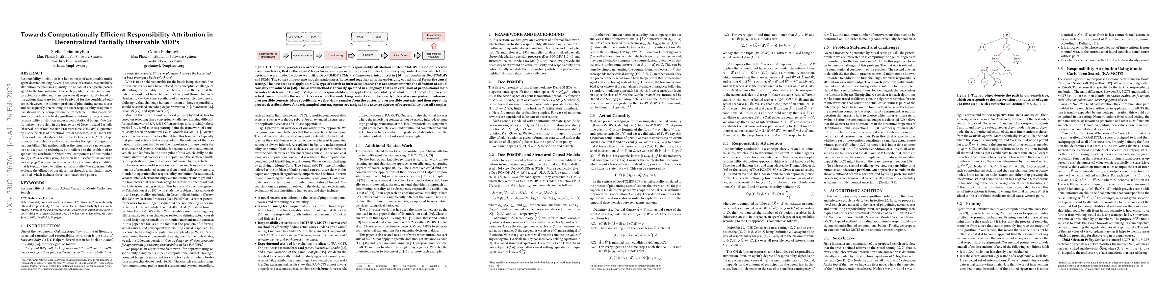 Thumbnail for Towards Computationally Efficient Responsibility Attribution in
  Decentralized Partially Observable MDPs