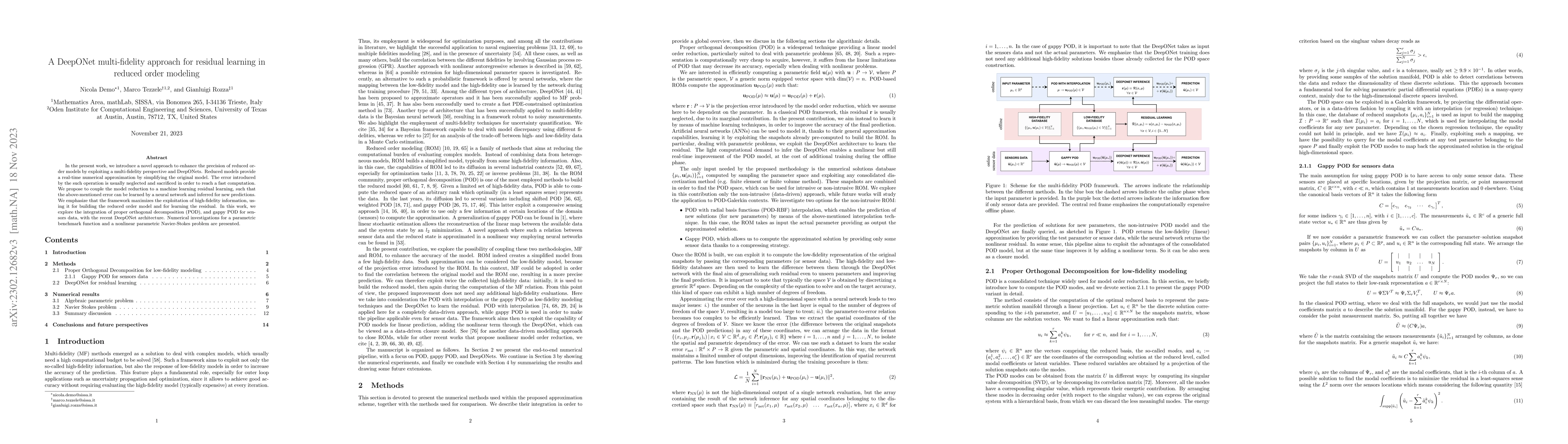 Thumbnail for A DeepONet multi-fidelity approach for residual learning in reduced
  order modeling
