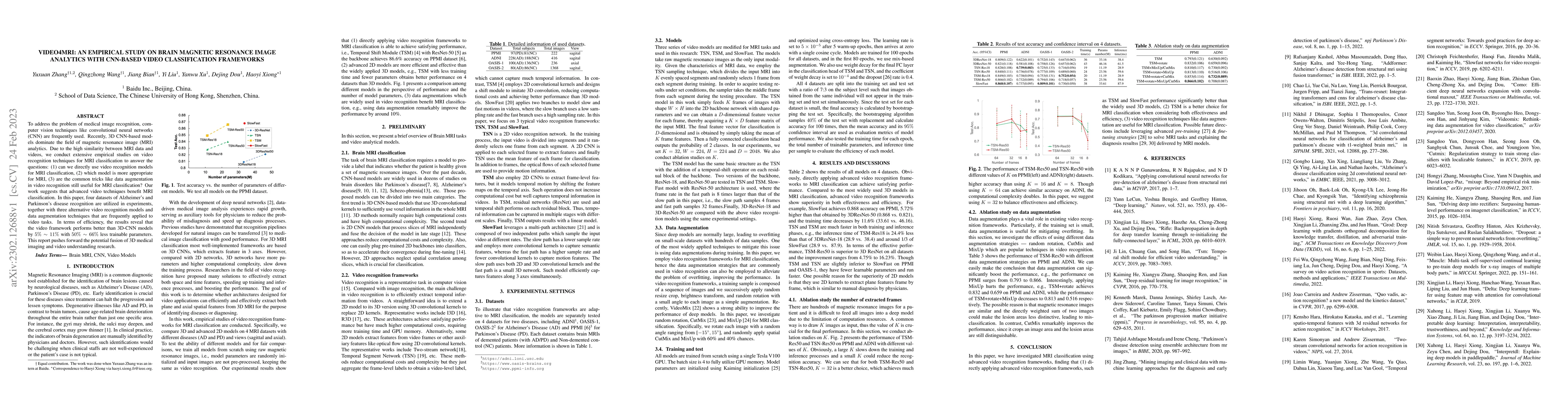 Thumbnail for Video4MRI: An Empirical Study on Brain Magnetic Resonance Image
  Analytics with CNN-based Video Classification Frameworks