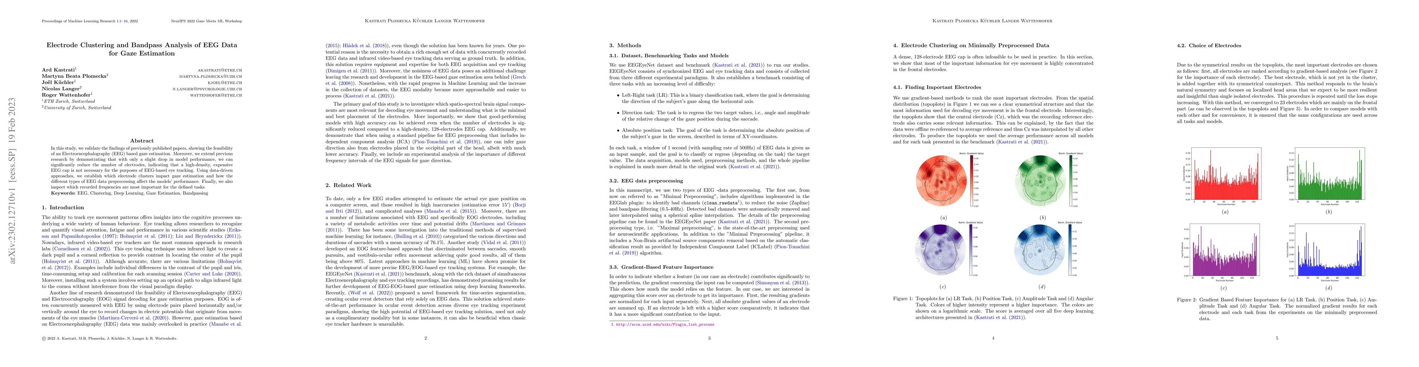 Thumbnail for Electrode Clustering and Bandpass Analysis of EEG Data for Gaze
  Estimation