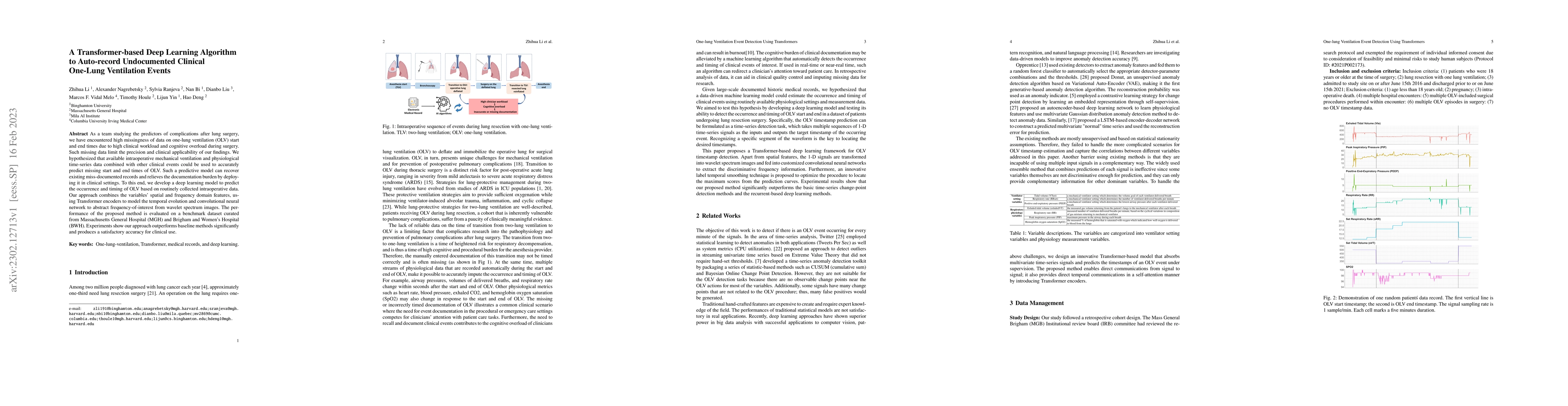 Thumbnail for A Transformer-based Deep Learning Algorithm to Auto-record Undocumented
  Clinical One-Lung Ventilation Events