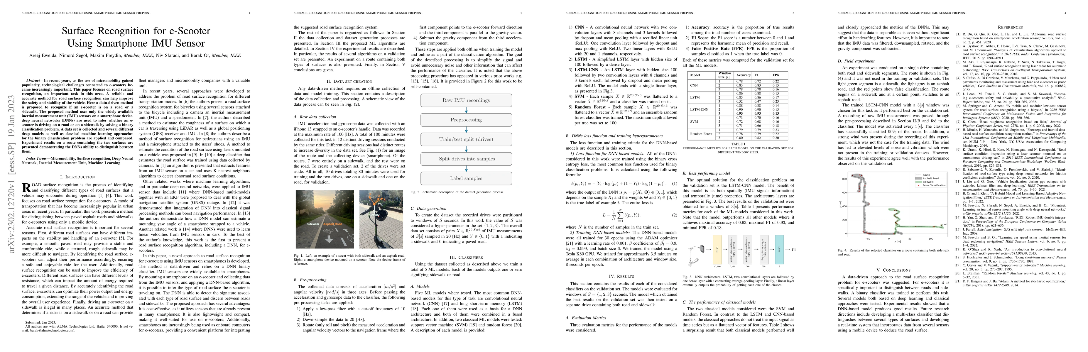 Thumbnail for Surface Recognition for e-Scooter Using Smartphone IMU Sensor