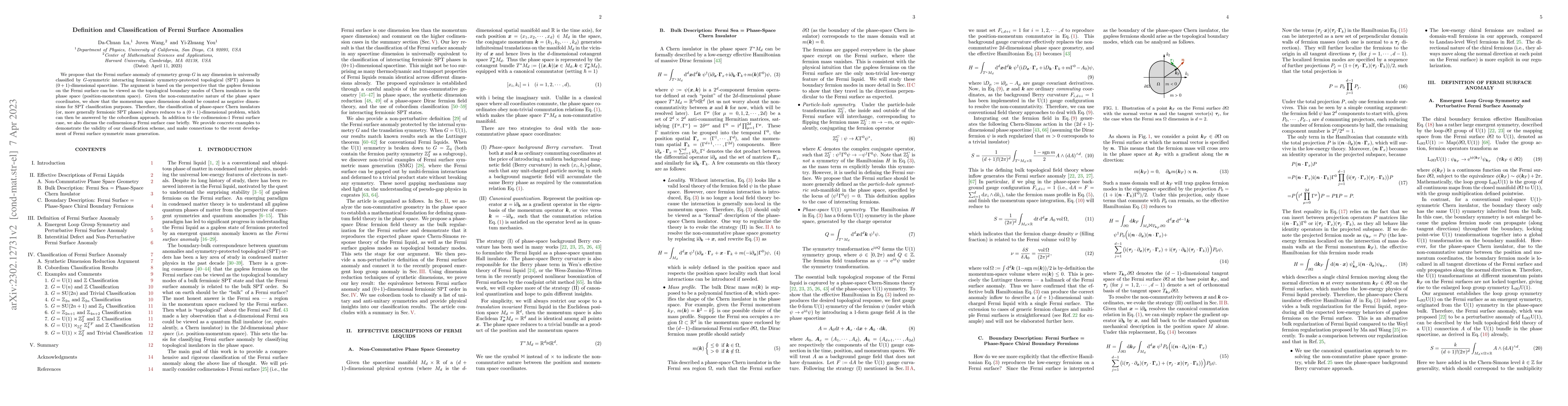 Thumbnail for Definition and Classification of Fermi Surface Anomalies