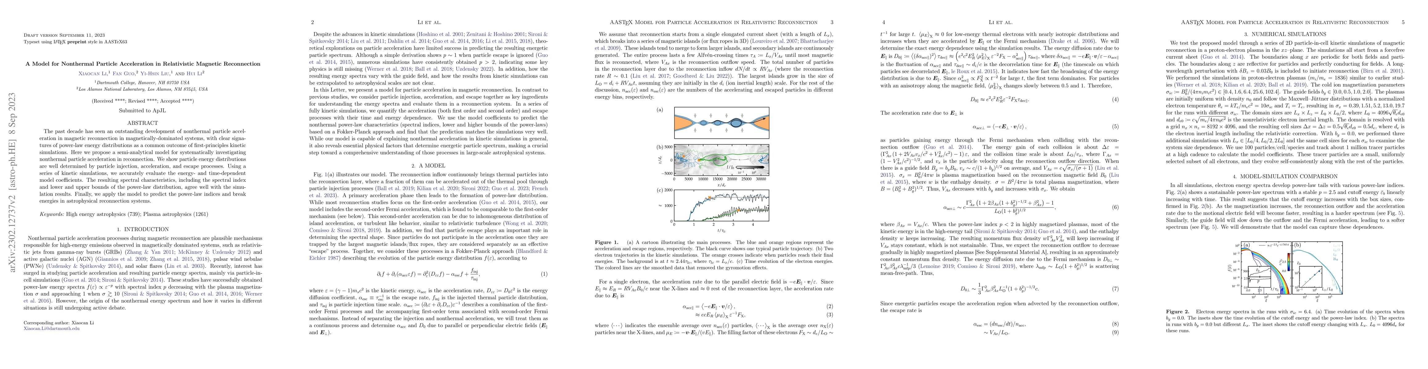 Thumbnail for A Model for Nonthermal Particle Acceleration in Relativistic Magnetic
  Reconnection