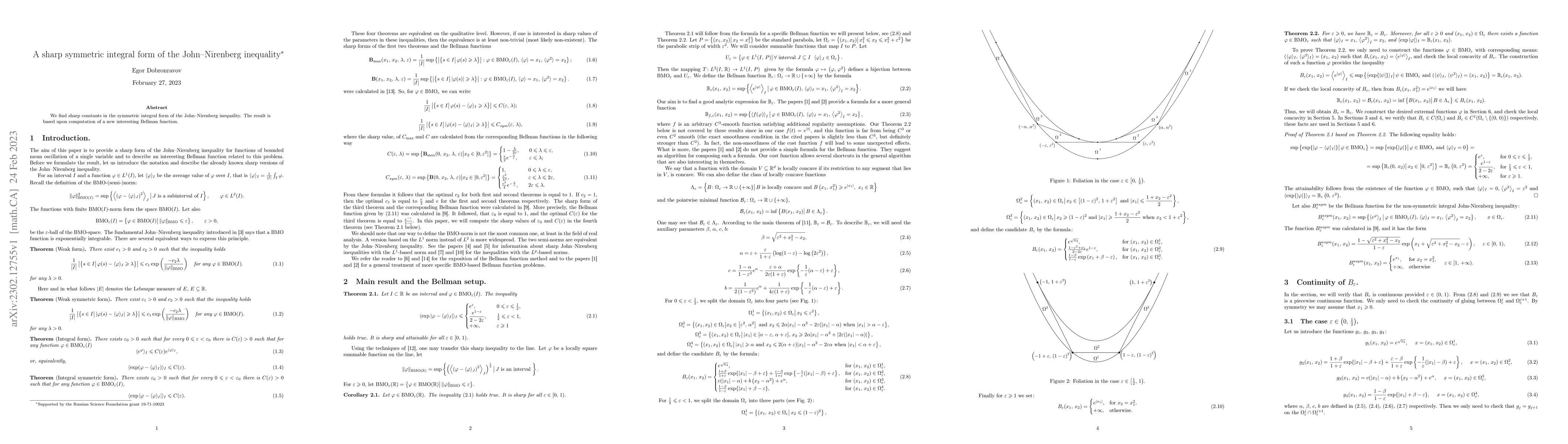 Thumbnail for A sharp symmetric integral form of the John-Nirenberg inequality
