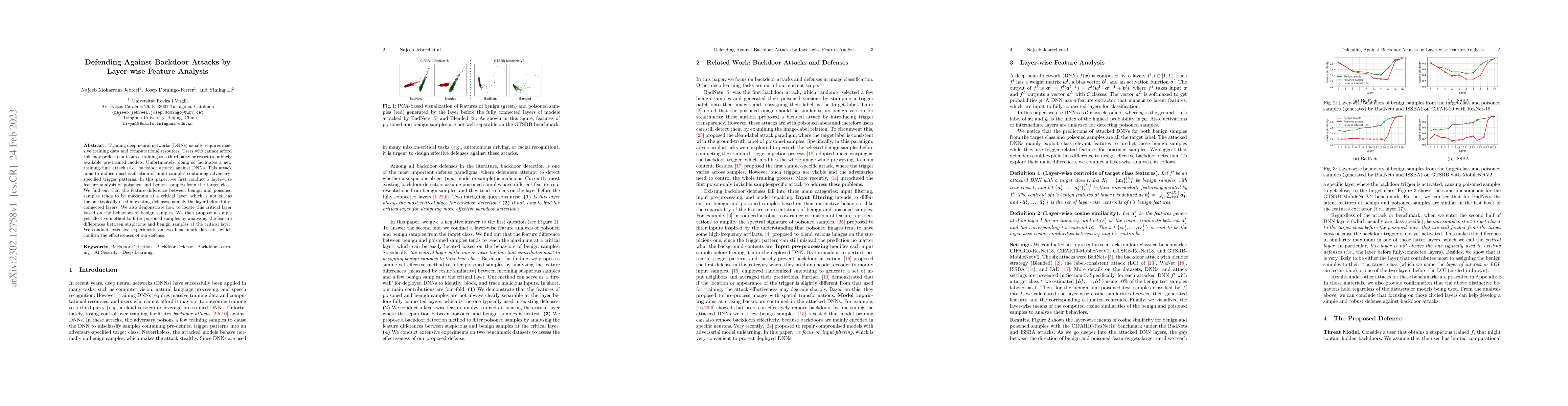 Thumbnail for Defending Against Backdoor Attacks by Layer-wise Feature Analysis