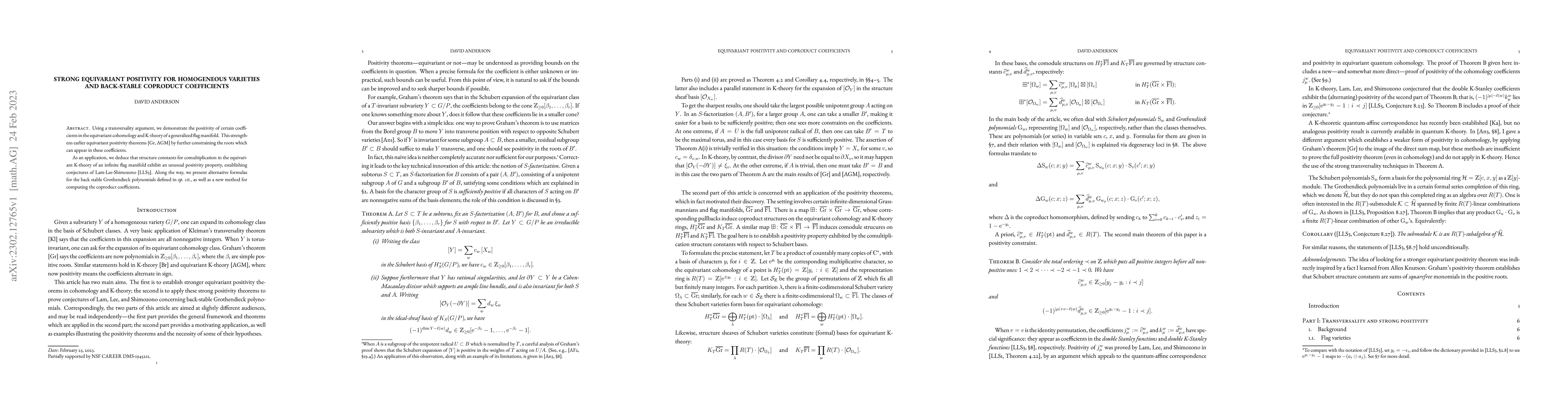 Thumbnail for Strong equivariant positivity for homogeneous varieties and back-stable
  coproduct coefficients