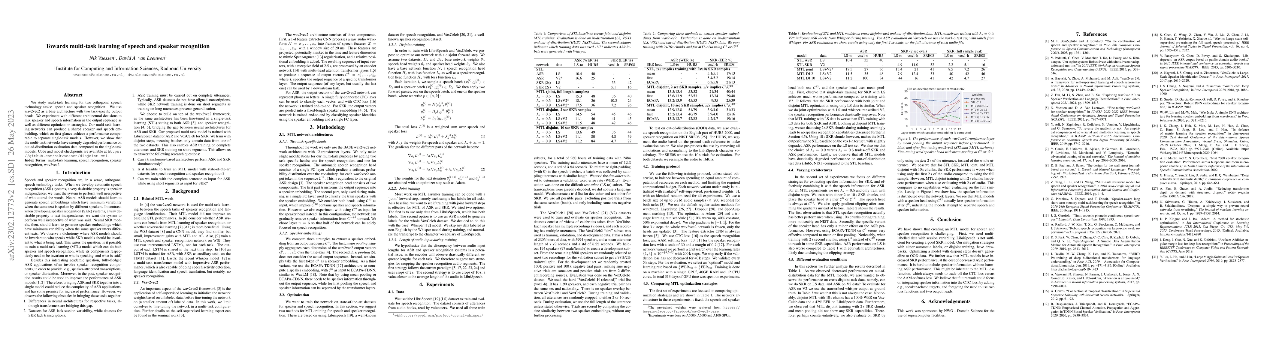 Thumbnail for Towards multi-task learning of speech and speaker recognition