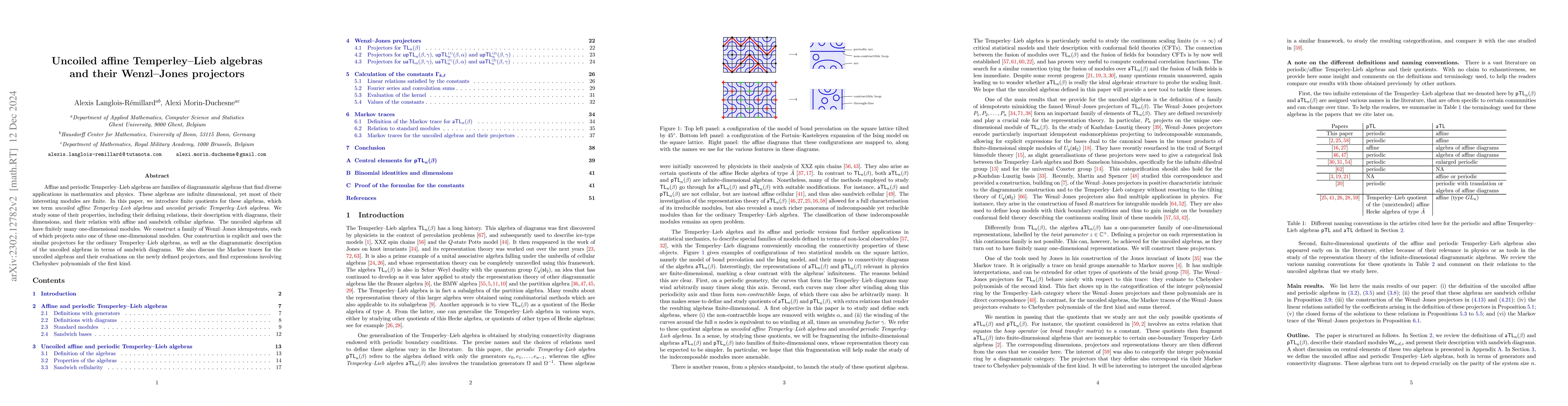 Thumbnail for Uncoiled affine Temperley-Lieb algebras and their Wenzl-Jones projectors