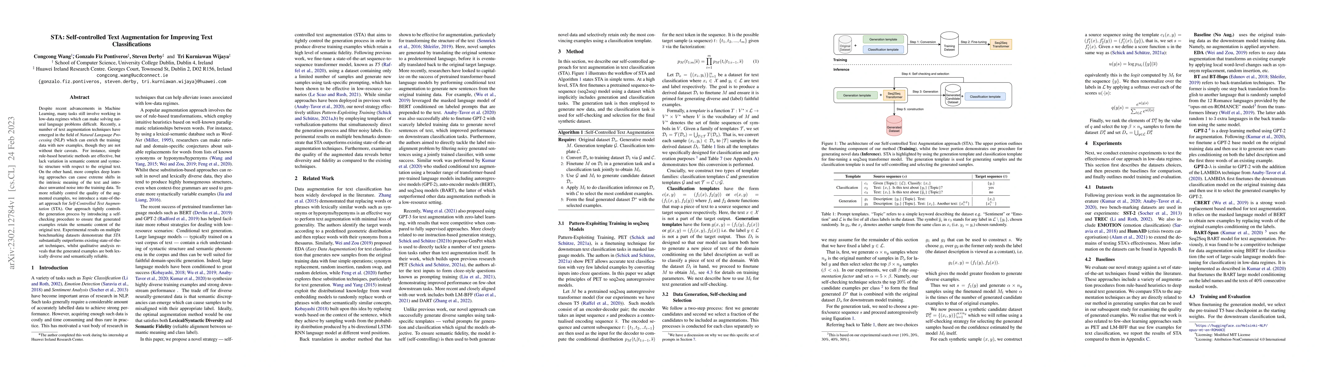 Thumbnail for STA: Self-controlled Text Augmentation for Improving Text
  Classifications