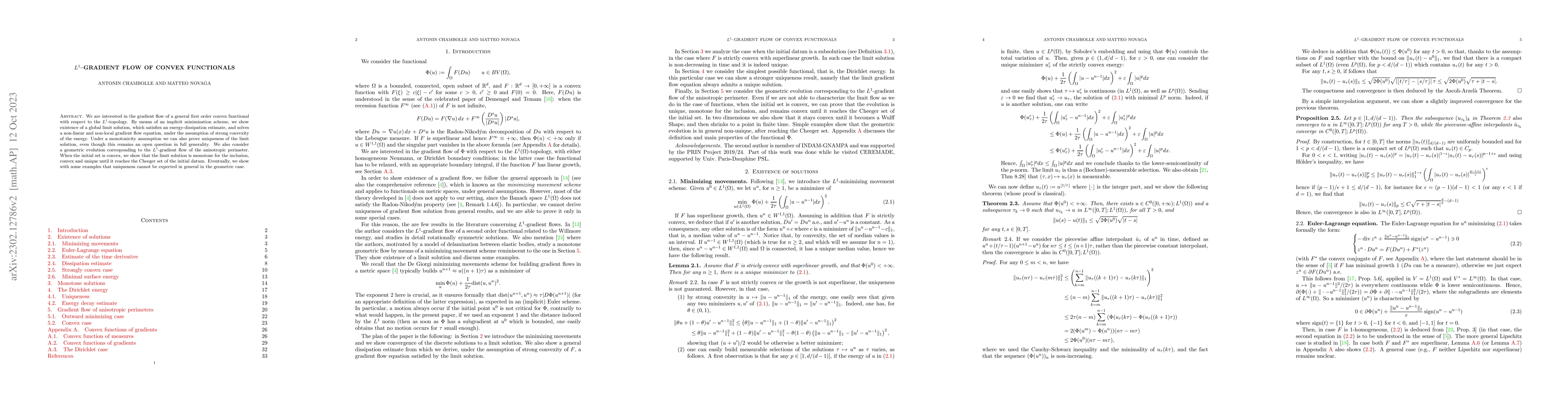 Thumbnail for $L^1$-gradient flow of convex functionals