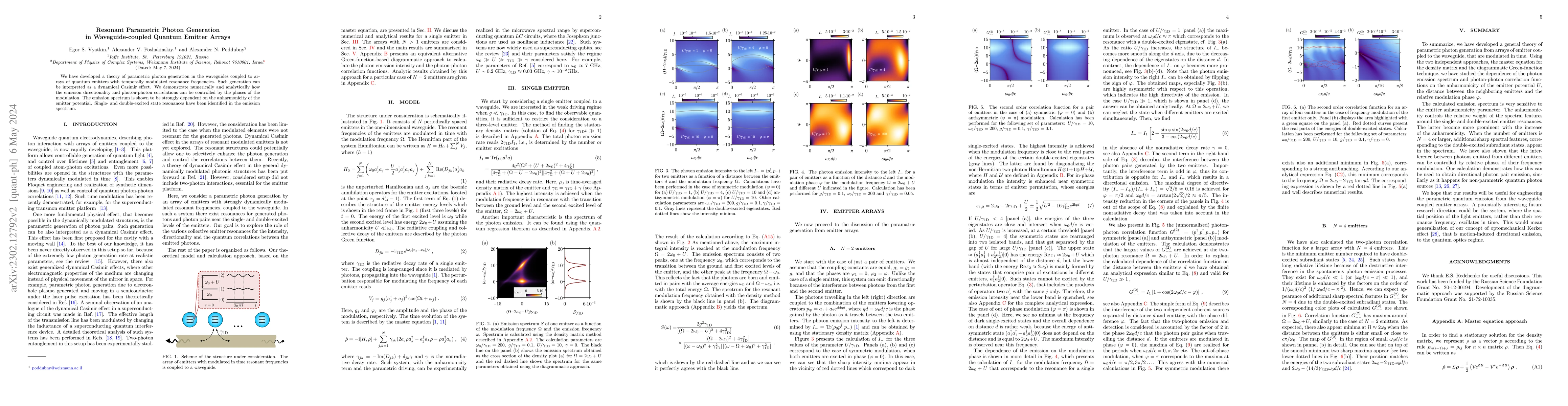 Thumbnail for Resonant Parametric Photon Generation in Waveguide-coupled Quantum
  Emitter Arrays