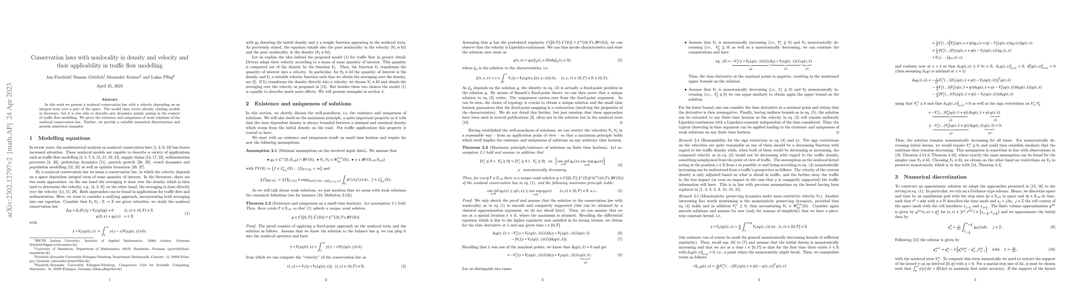 Thumbnail for Conservation laws with nonlocality in density and velocity and their
  applicability in traffic flow modelling