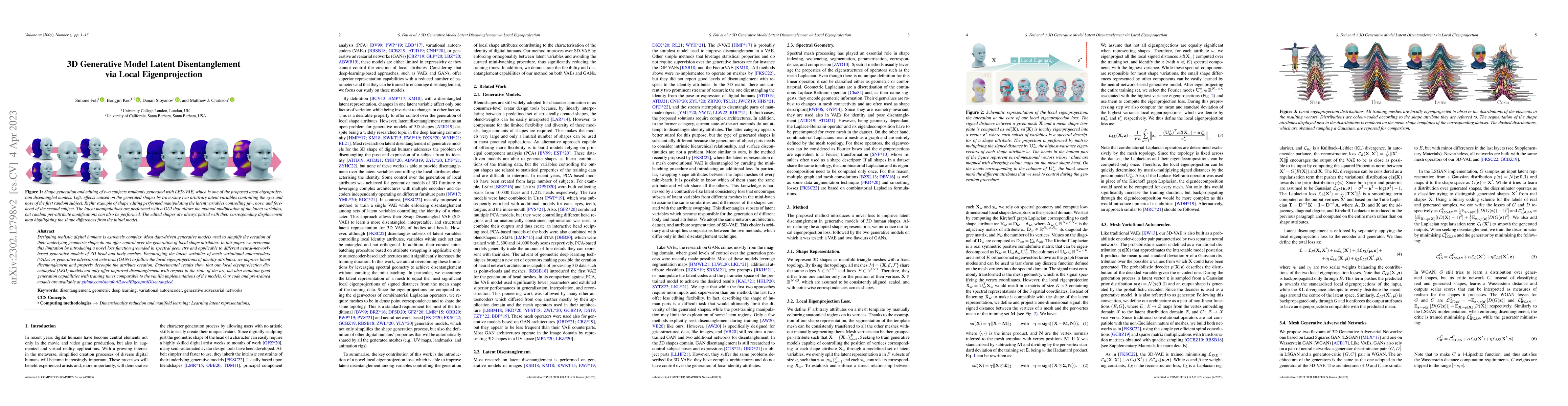 Thumbnail for 3D Generative Model Latent Disentanglement via Local Eigenprojection