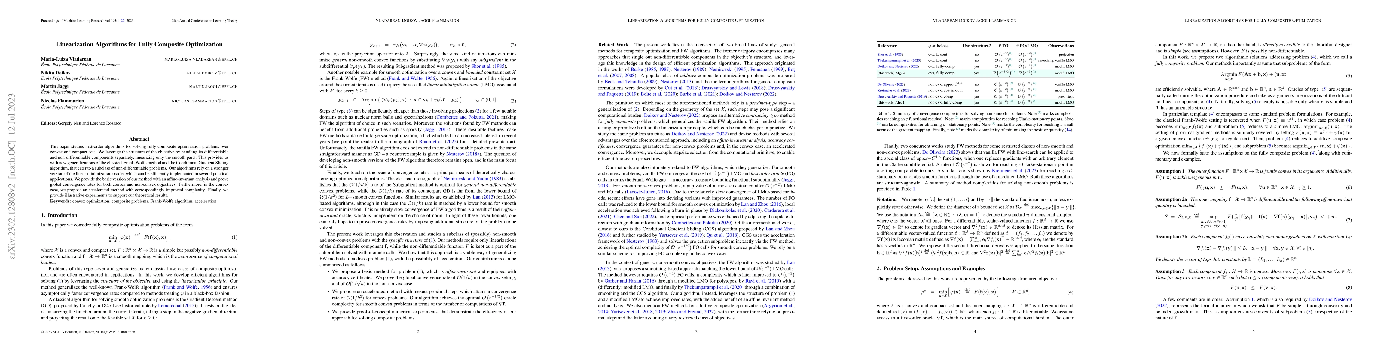 Thumbnail for Linearization Algorithms for Fully Composite Optimization