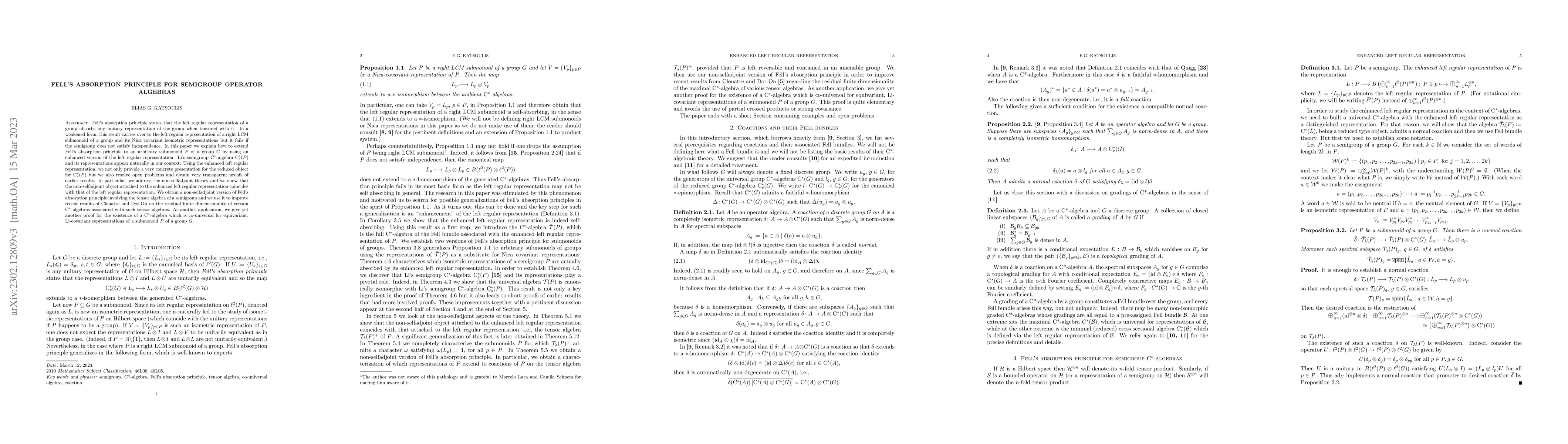 Thumbnail for Fell's absorption principle for semigroup operator algebras