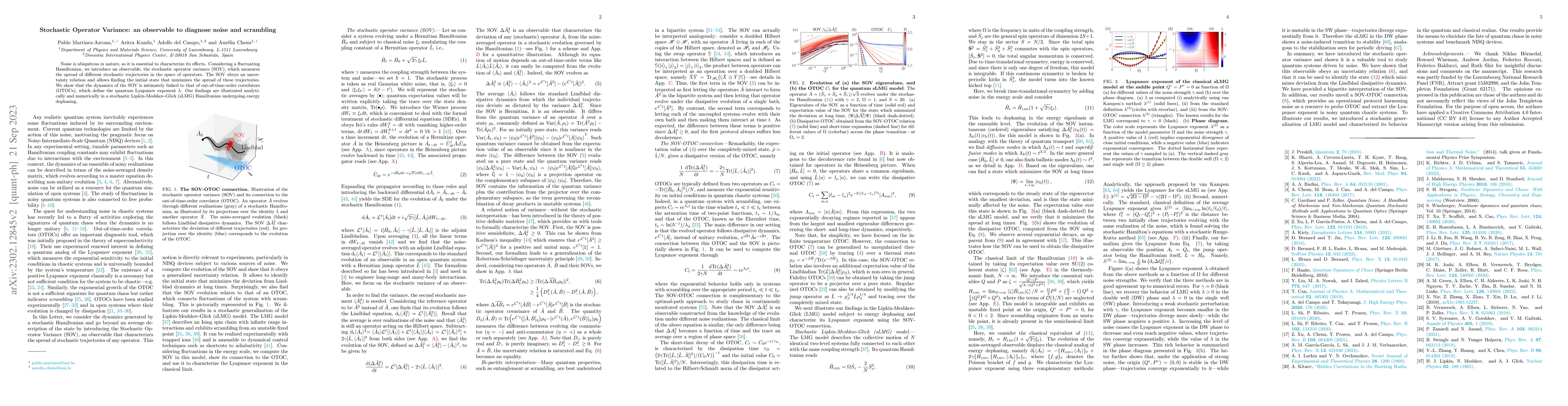 Thumbnail for Stochastic Operator Variance: an observable to diagnose noise and
  scrambling