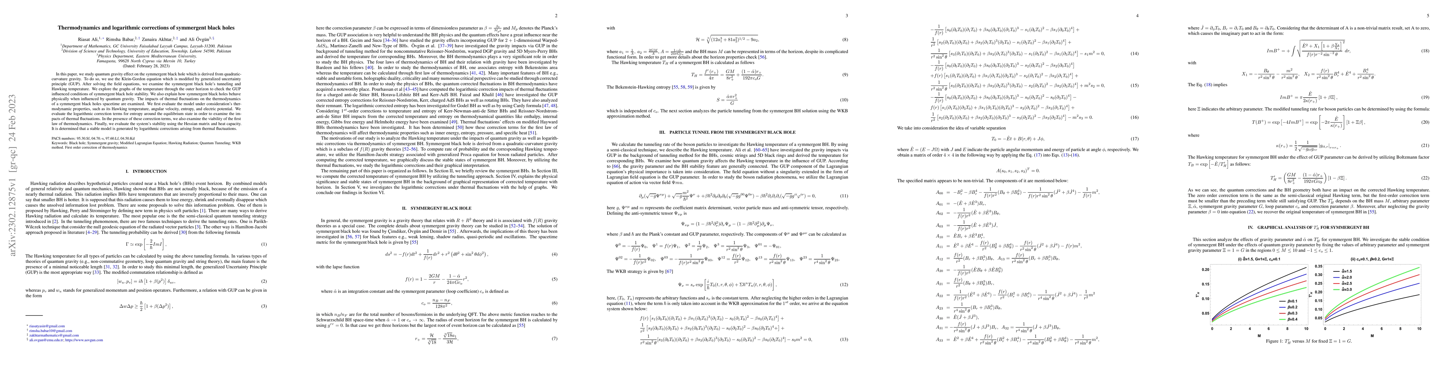 Thumbnail for Thermodynamics and logarithmic corrections of symmergent black holes