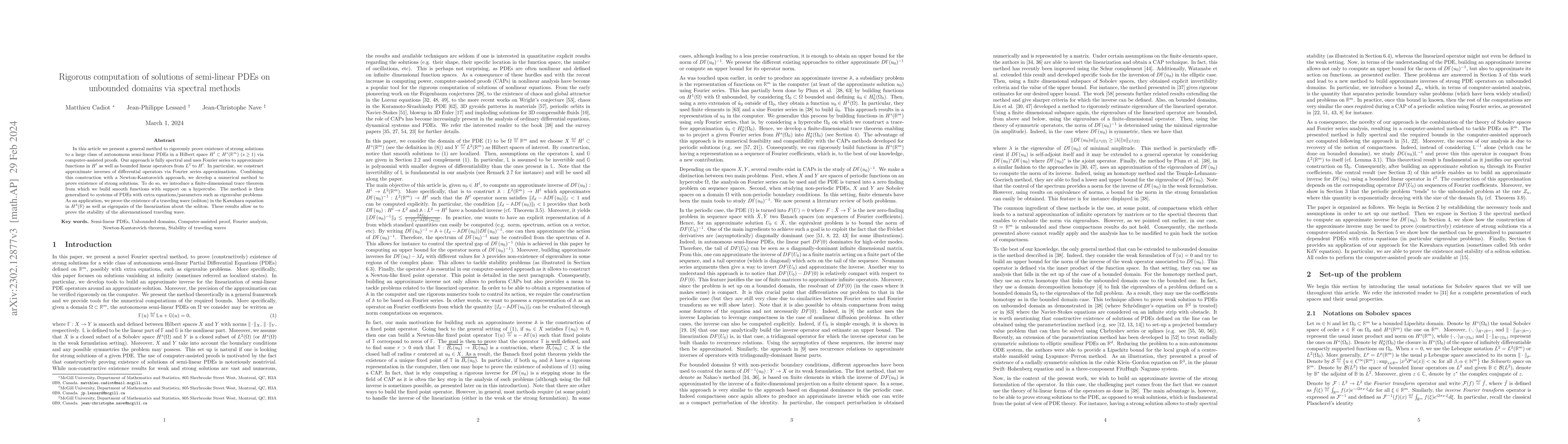 Thumbnail for Rigorous computation of solutions of semi-linear PDEs on unbounded
  domains via spectral methods