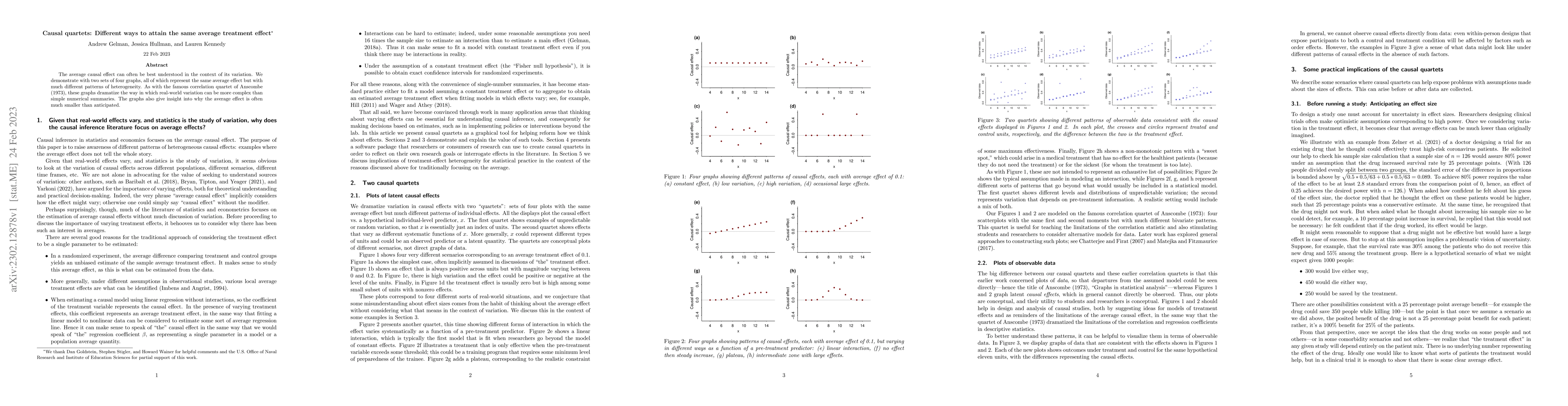 Thumbnail for Causal quartets: Different ways to attain the same average treatment
  effect