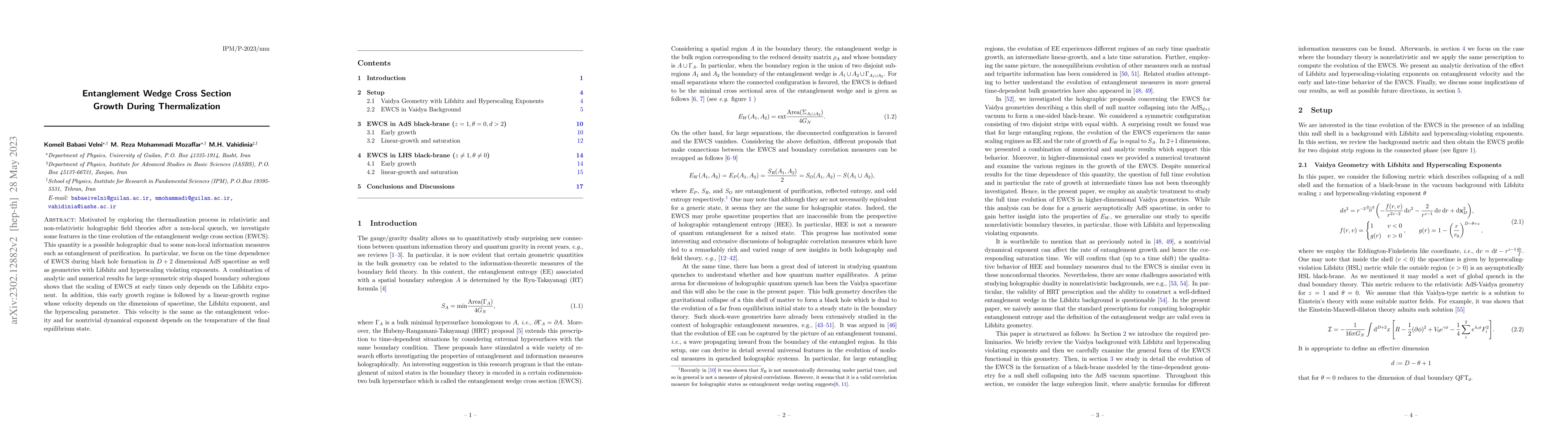 Thumbnail for Entanglement Wedge Cross Section Growth During Thermalization