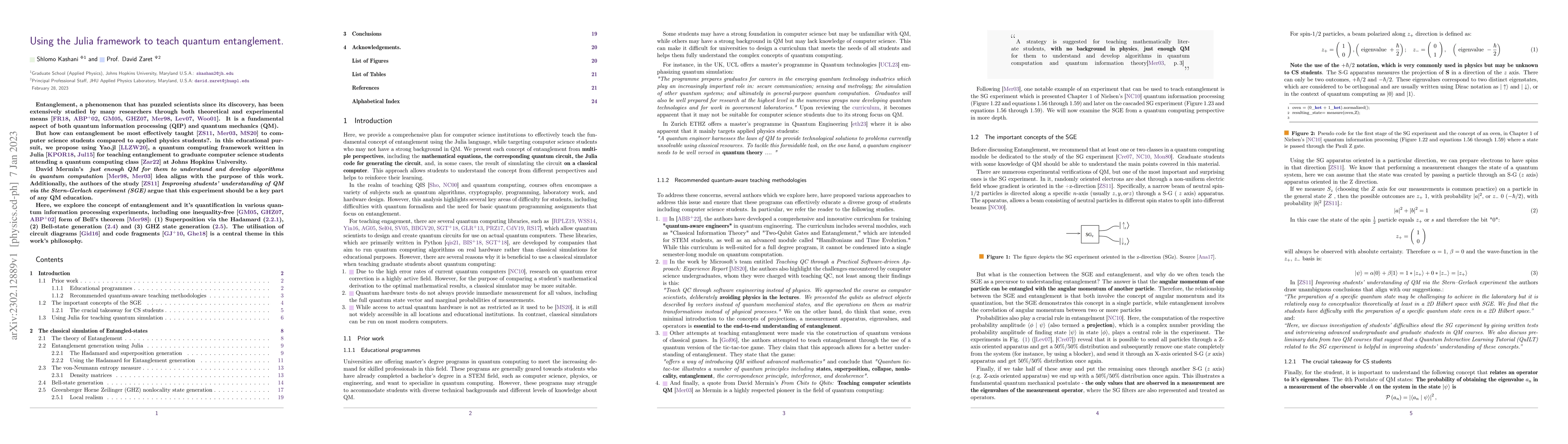 Thumbnail for Using the Julia framework to teach quantum entanglement
