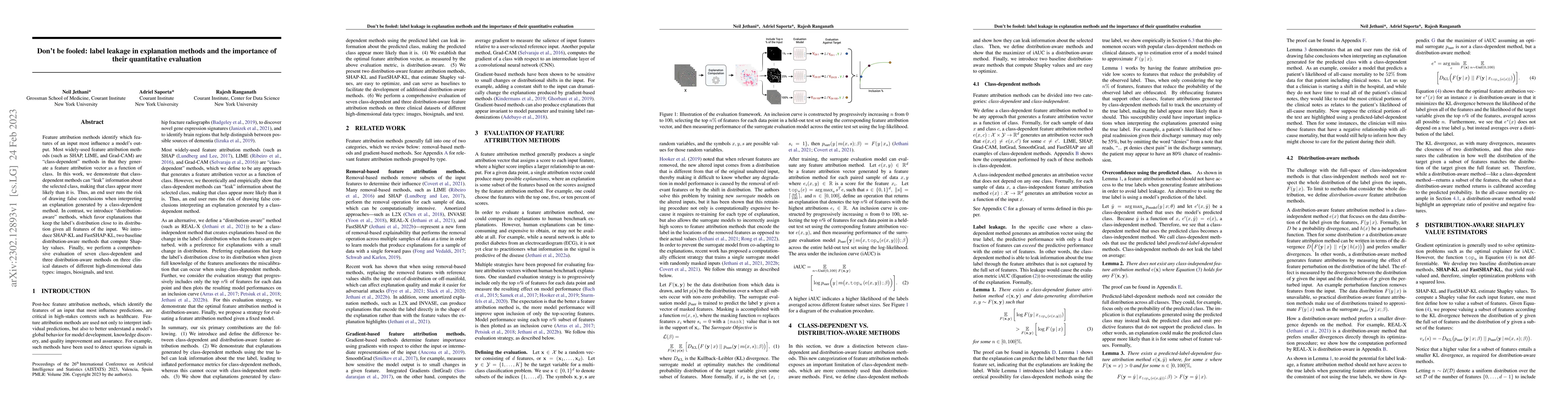 Thumbnail for Don't be fooled: label leakage in explanation methods and the importance
  of their quantitative evaluation