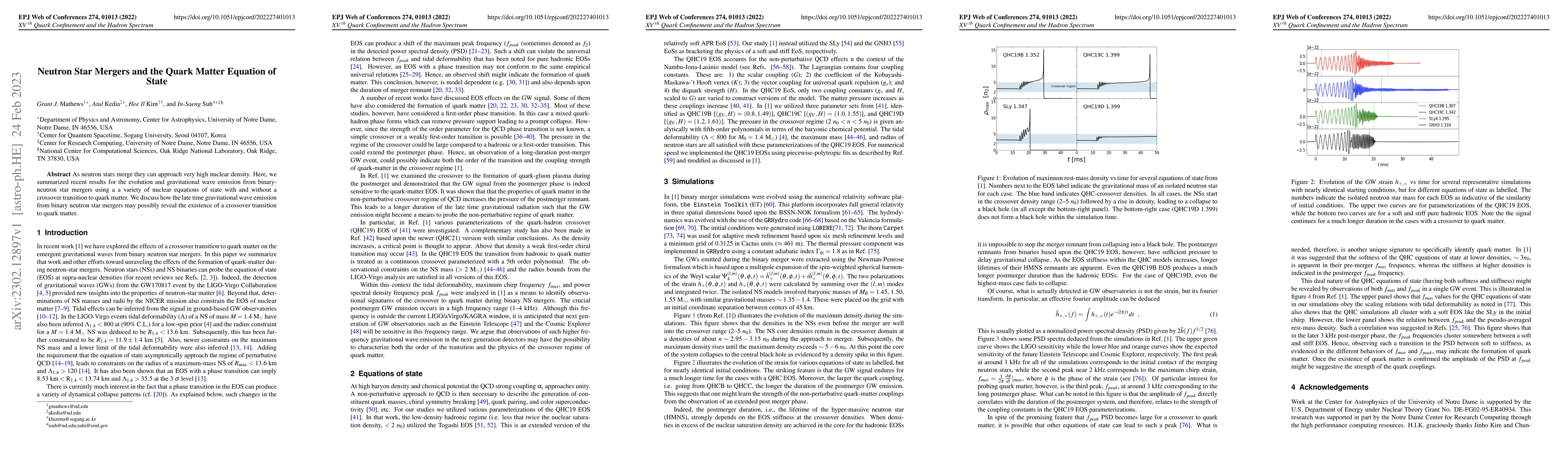 Thumbnail for Neutron Star Mergers and the Quark Matter Equation of State