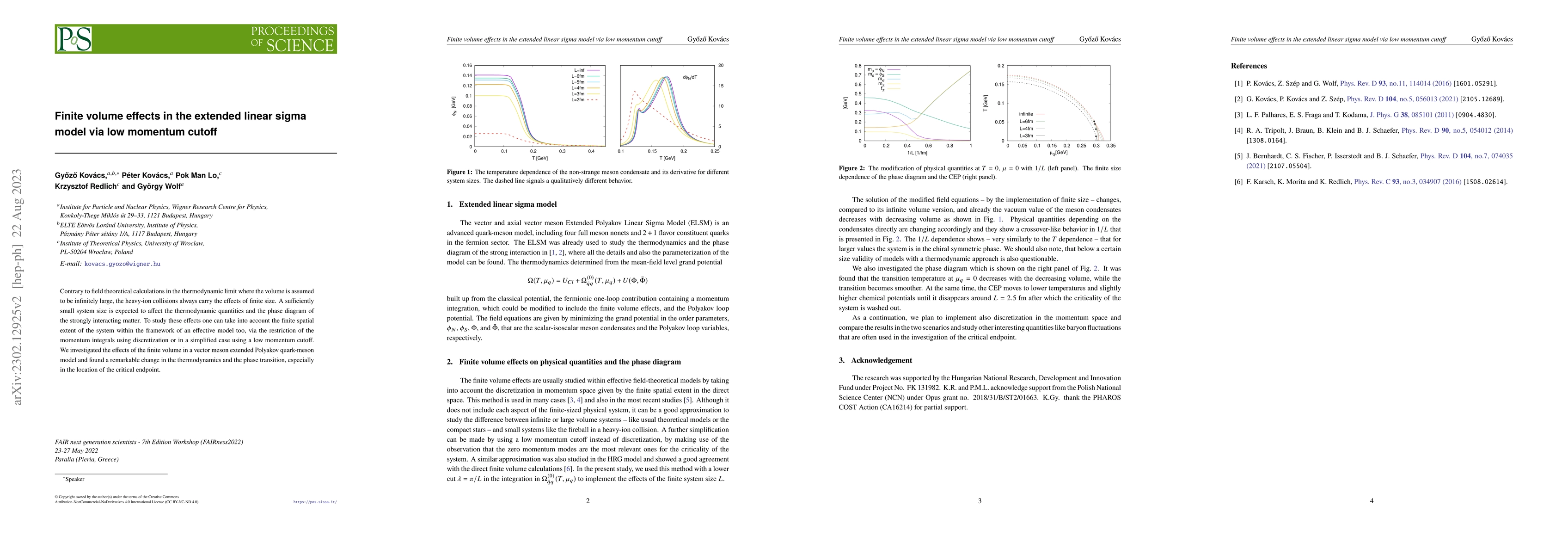 Thumbnail for Finite volume effects in the extended linear sigma model via low
  momentum cutoff