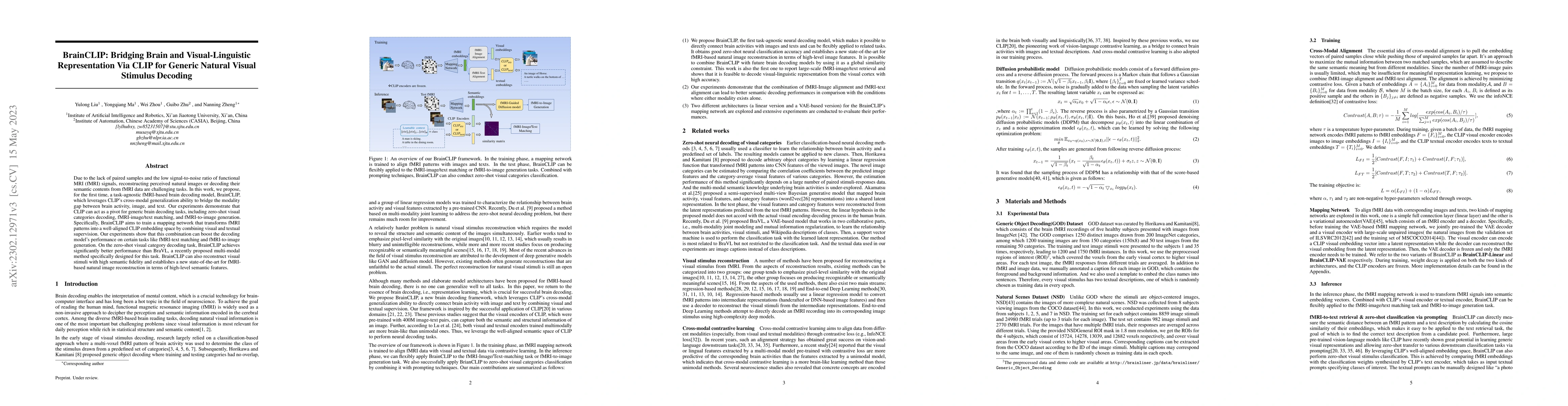 Thumbnail for BrainCLIP: Bridging Brain and Visual-Linguistic Representation Via CLIP
  for Generic Natural Visual Stimulus Decoding
