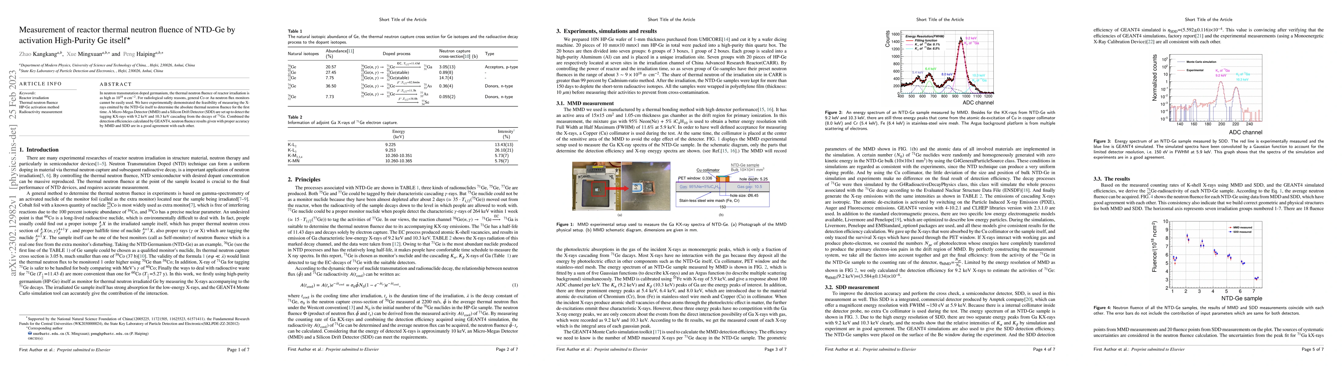 Thumbnail for Measurement of reactor thermal neutron fluence of NTD-Ge by activation
  High-Purity Ge itself