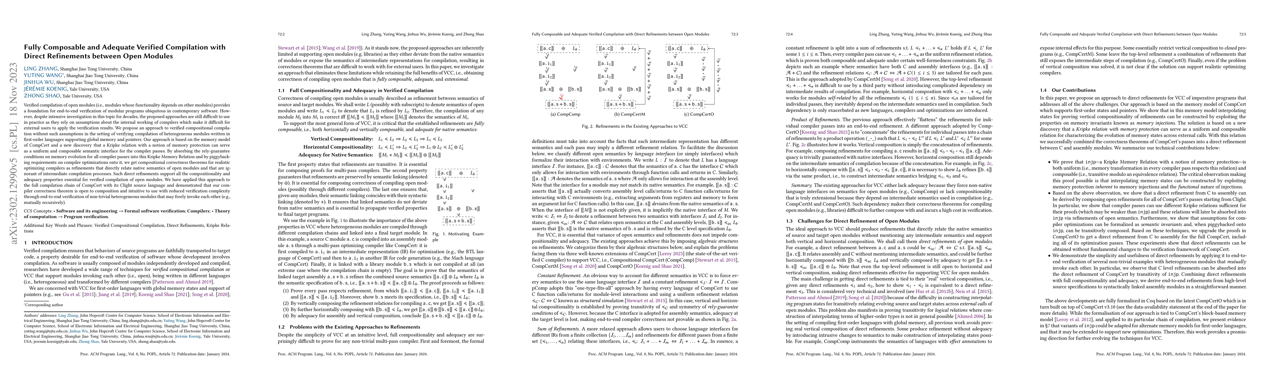 Thumbnail for Fully Composable and Adequate Verified Compilation with Direct
  Refinements between Open Modules (Technical Report)