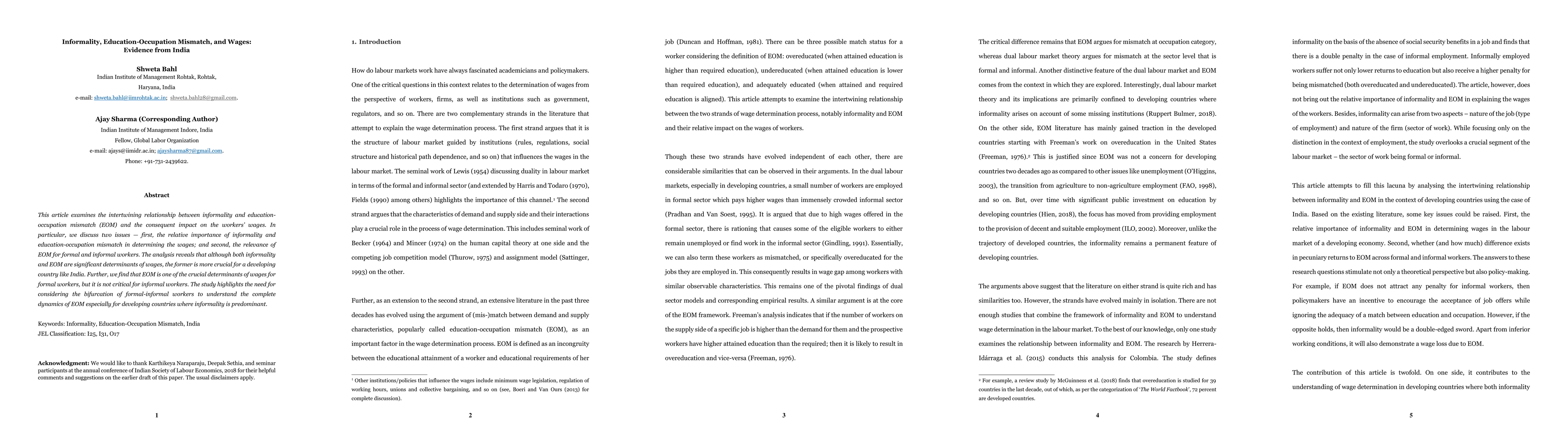 Thumbnail for Informality, Education-Occupation Mismatch, and Wages: Evidence from
  India