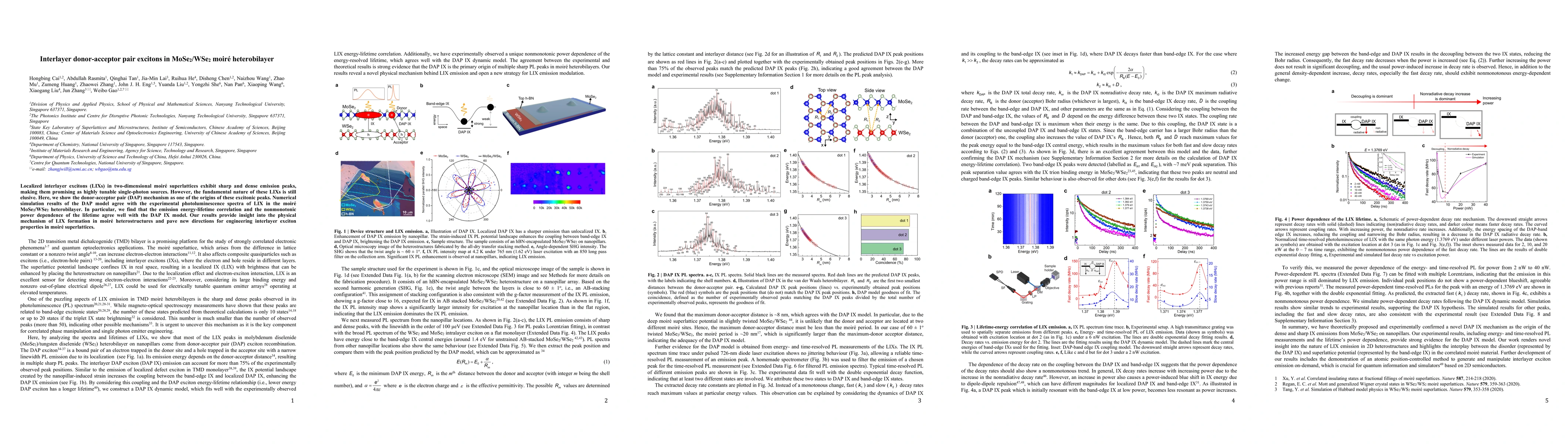 Thumbnail for Interlayer donor-acceptor pair excitons in MoSe2/WSe2 moir\'e
  heterobilayer