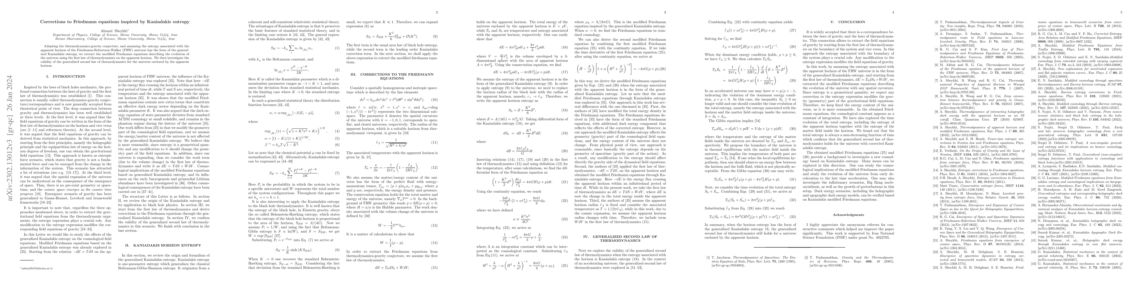 Thumbnail for Corrections to Friedmann equations inspired by Kaniadakis entropy