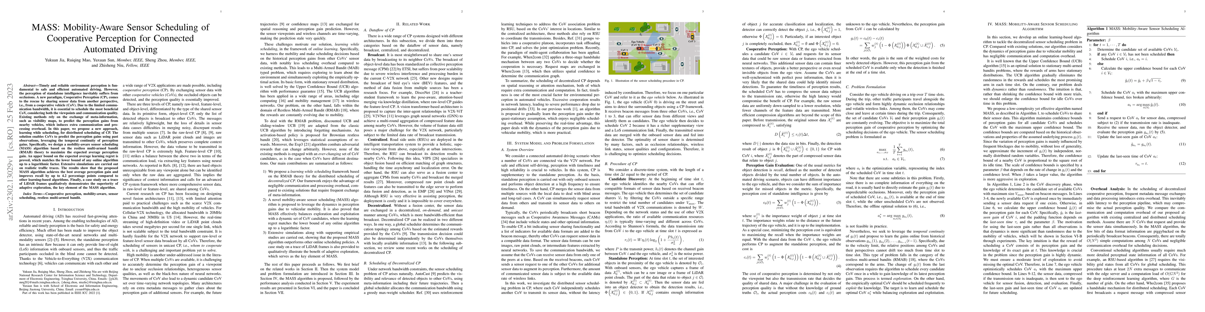 Thumbnail for MASS: Mobility-Aware Sensor Scheduling of Cooperative Perception for
  Connected Automated Driving