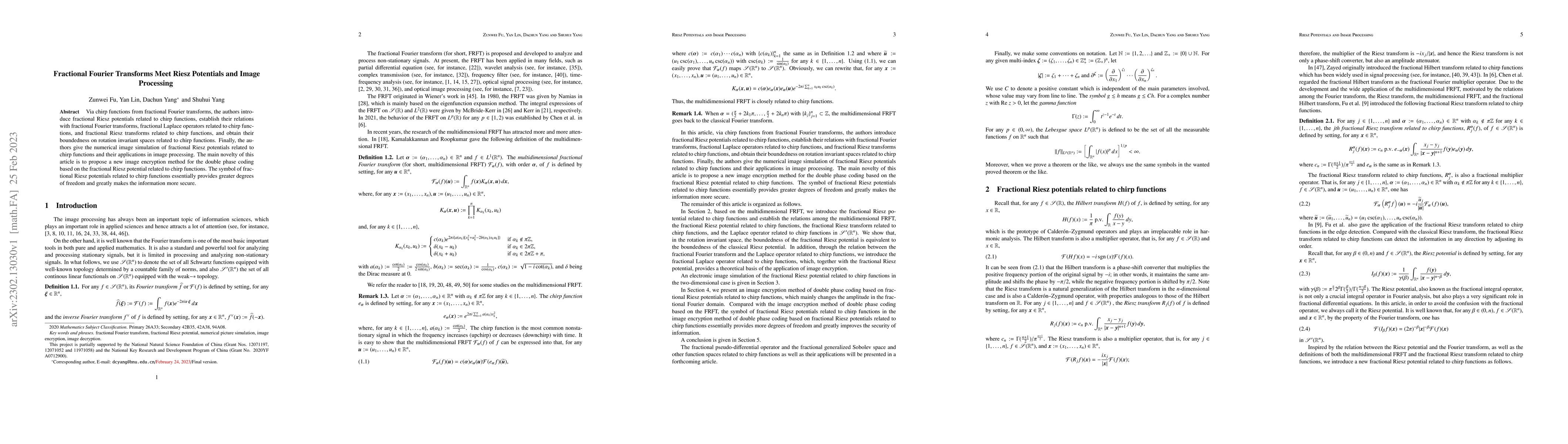 Thumbnail for Fractional Fourier Transforms Meet Riesz Potentials and Image Processing