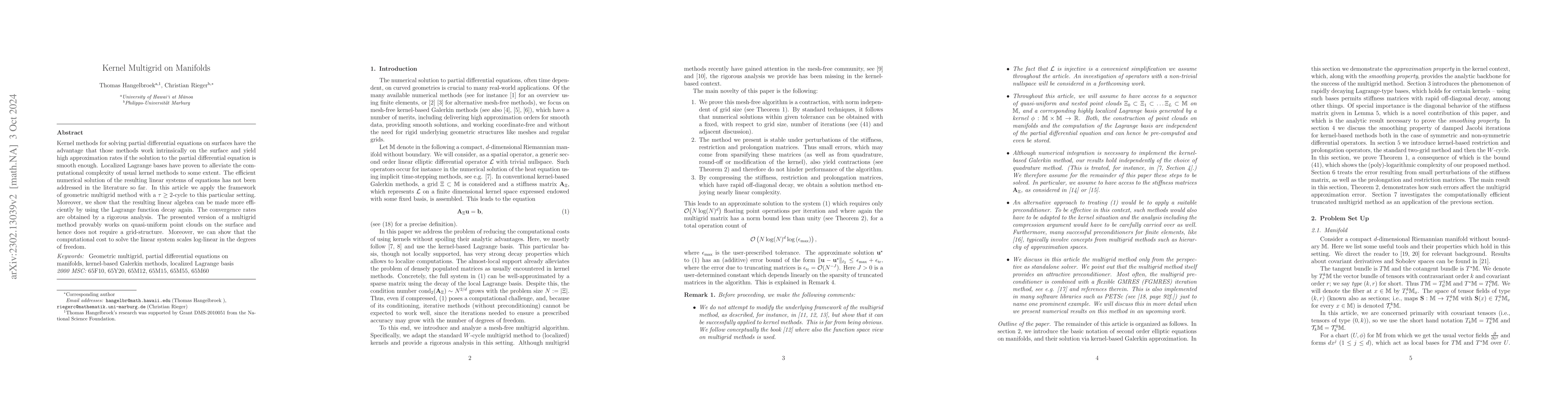 Thumbnail for Kernel Multi-Grid on Manifolds