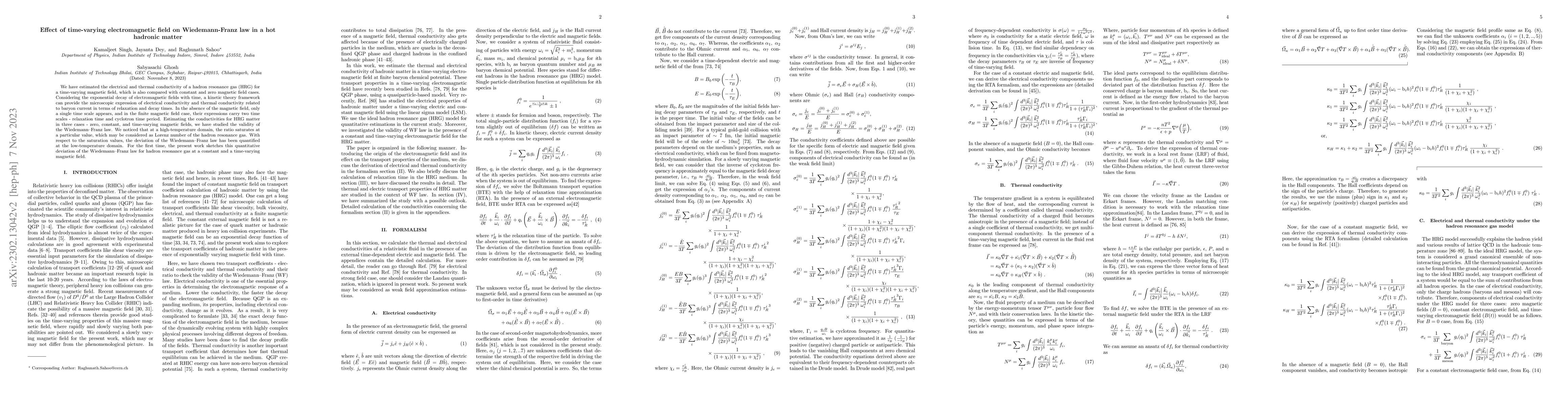 Thumbnail for Effect of time-varying electromagnetic field on Wiedemann-Franz law in a
  hot hadronic matter