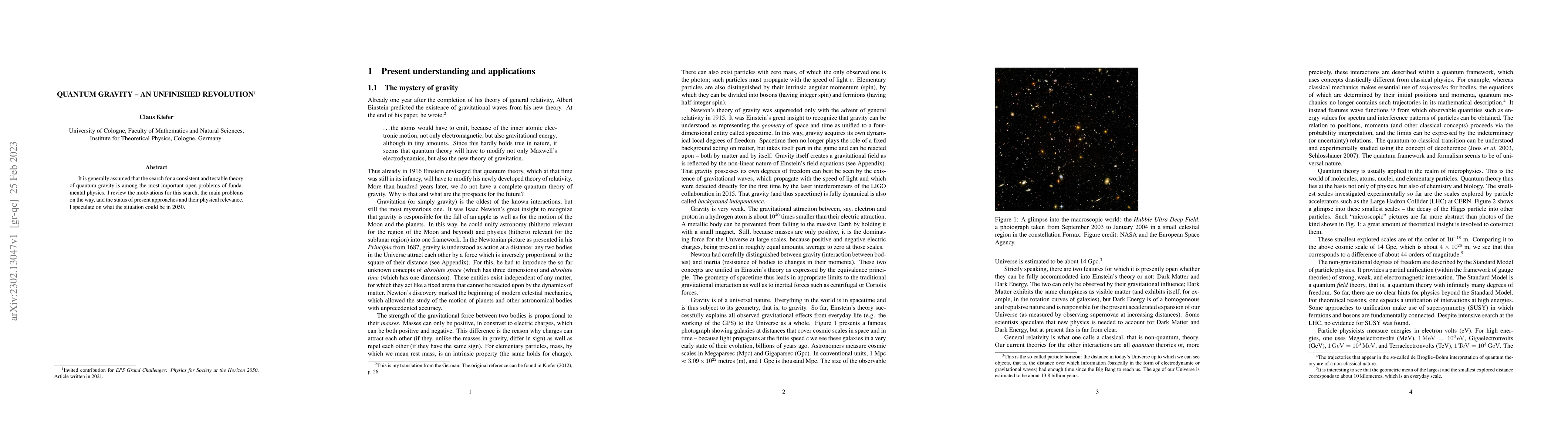 Thumbnail for Quantum gravity -- an unfinished revolution