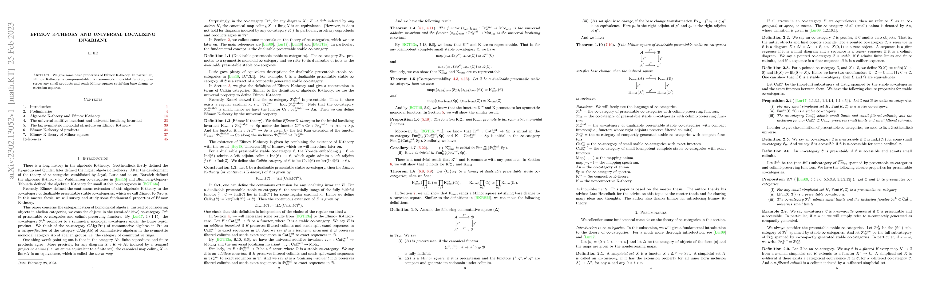 Thumbnail for Efimov K-theory and universal localizing invariant