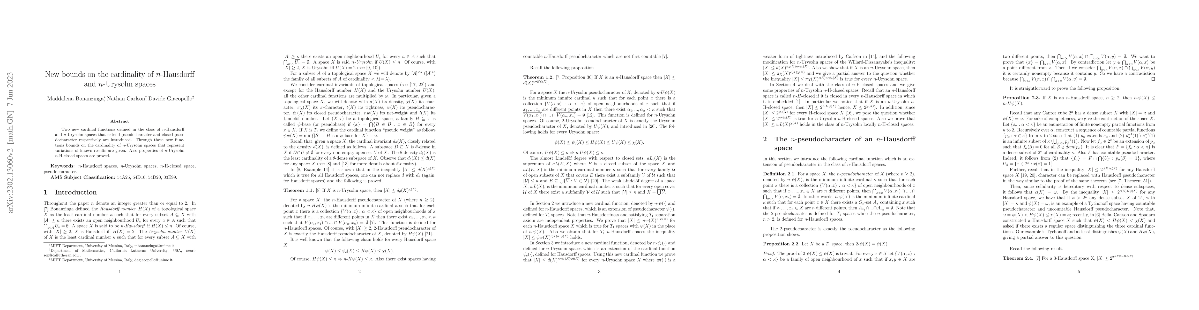 Thumbnail for New bounds on the cardinality of n-Hausdorff and n-Urysohn spaces