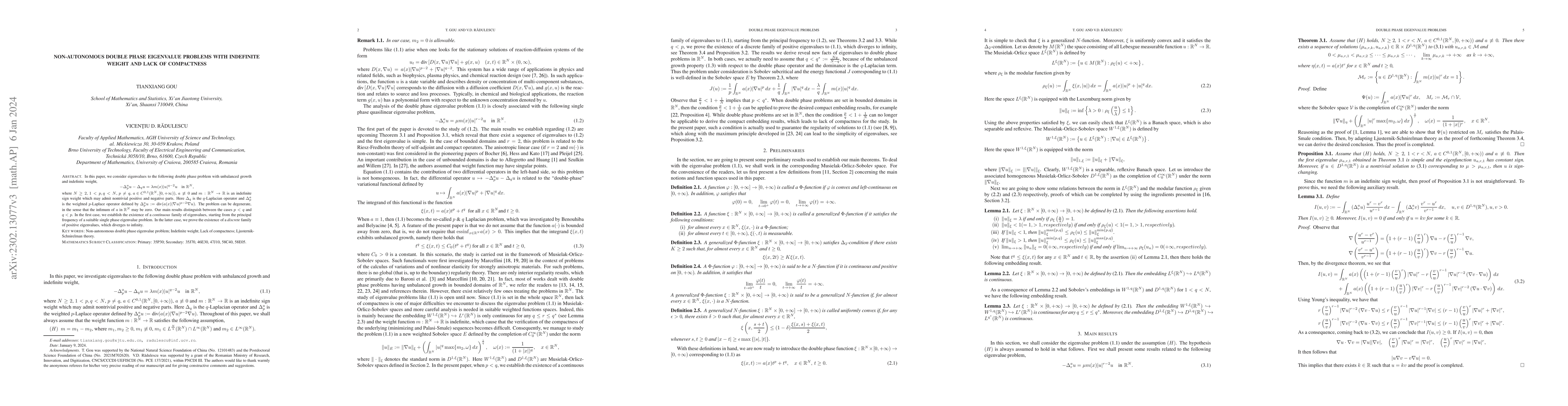 Thumbnail for Non-autonomous double phase eigenvalue problems with indefinite weight
  and lack of compactness