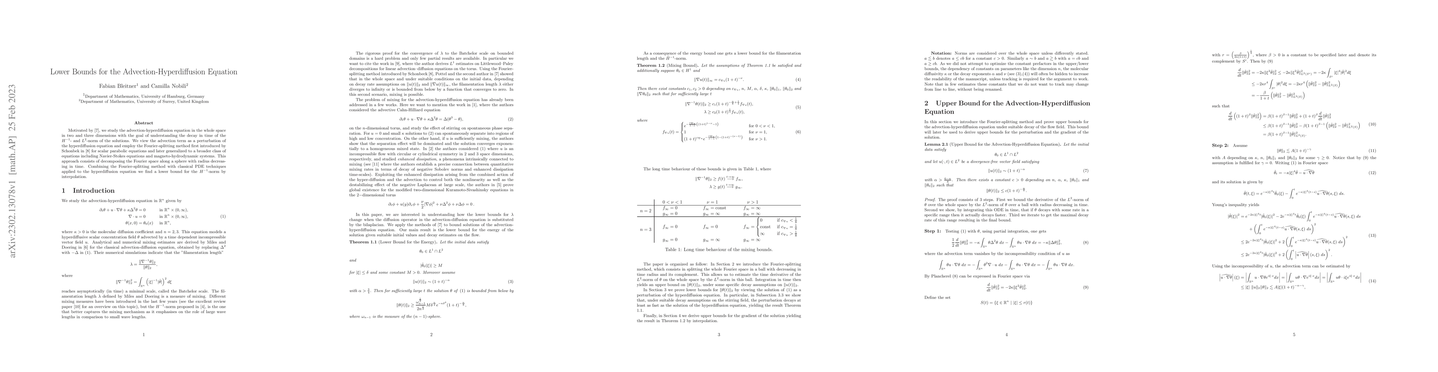 Thumbnail for Lower Bounds for the Advection-Hyperdiffusion Equation