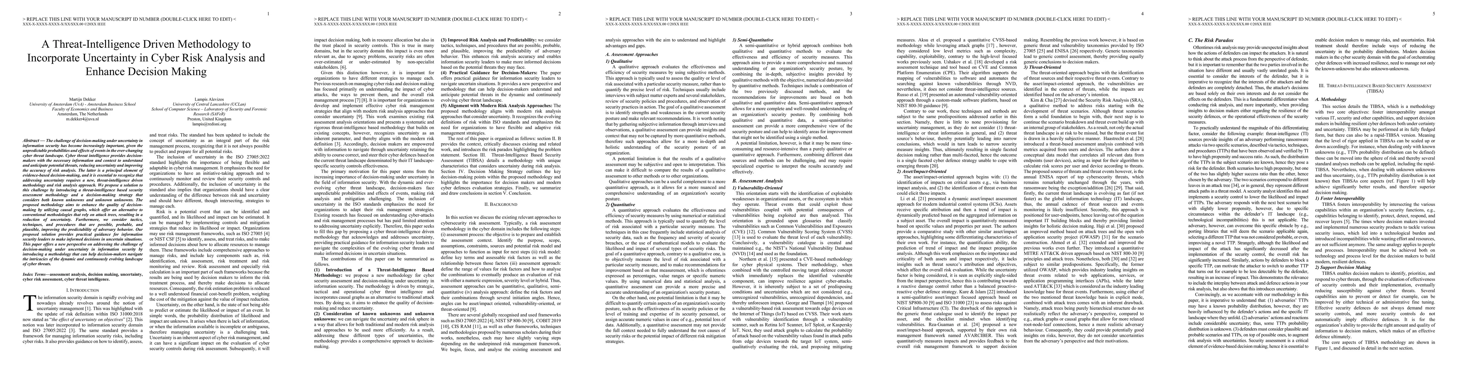 Thumbnail for A Threat-Intelligence Driven Methodology to Incorporate Uncertainty in
  Cyber Risk Analysis and Enhance Decision Making
