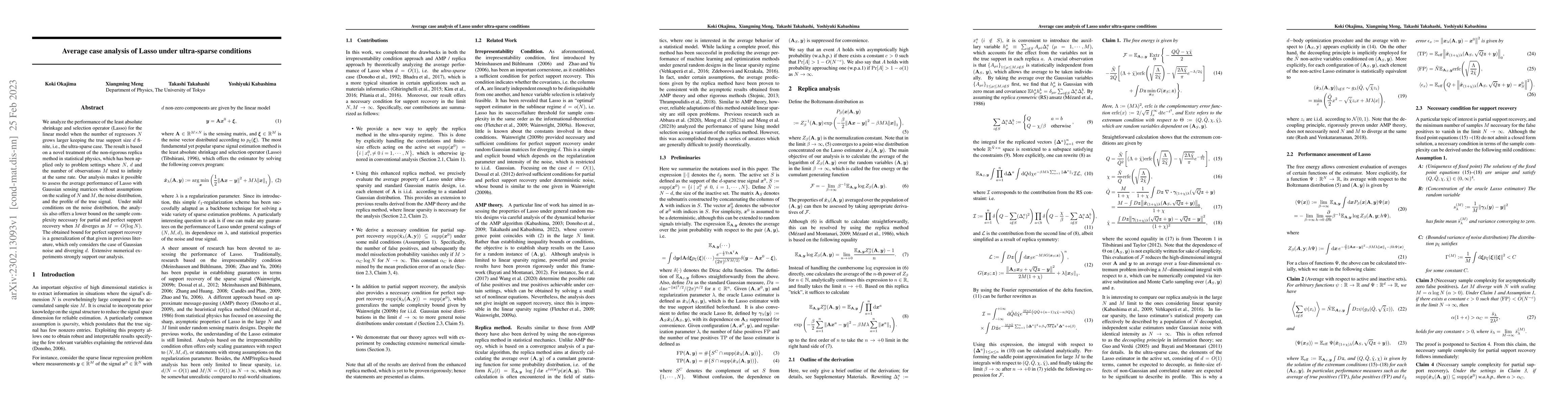 Thumbnail for Average case analysis of Lasso under ultra-sparse conditions