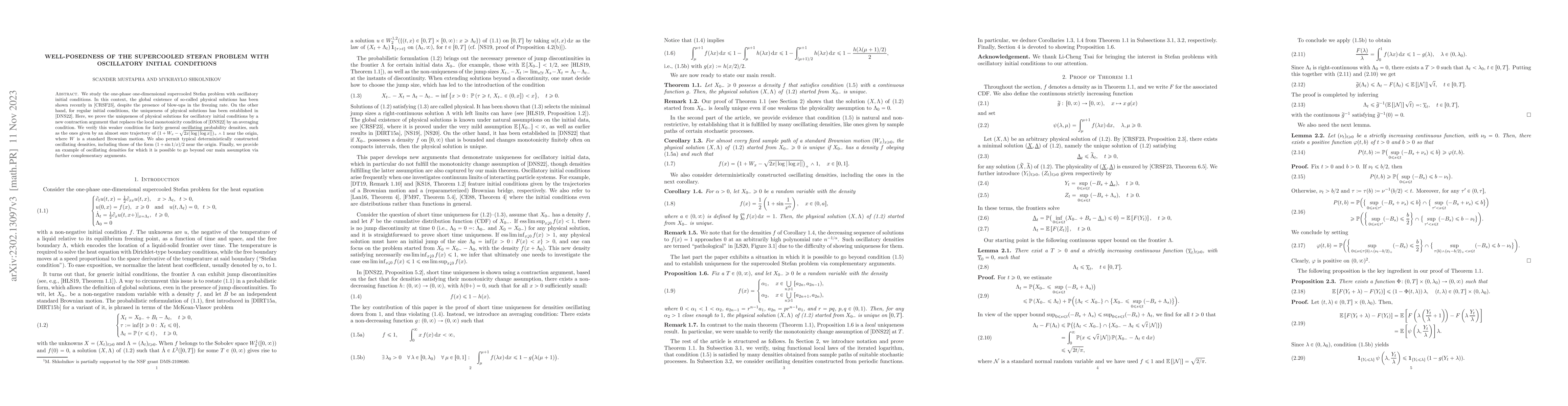 Thumbnail for Well-posedness of the supercooled Stefan problem with oscillatory
  initial conditions