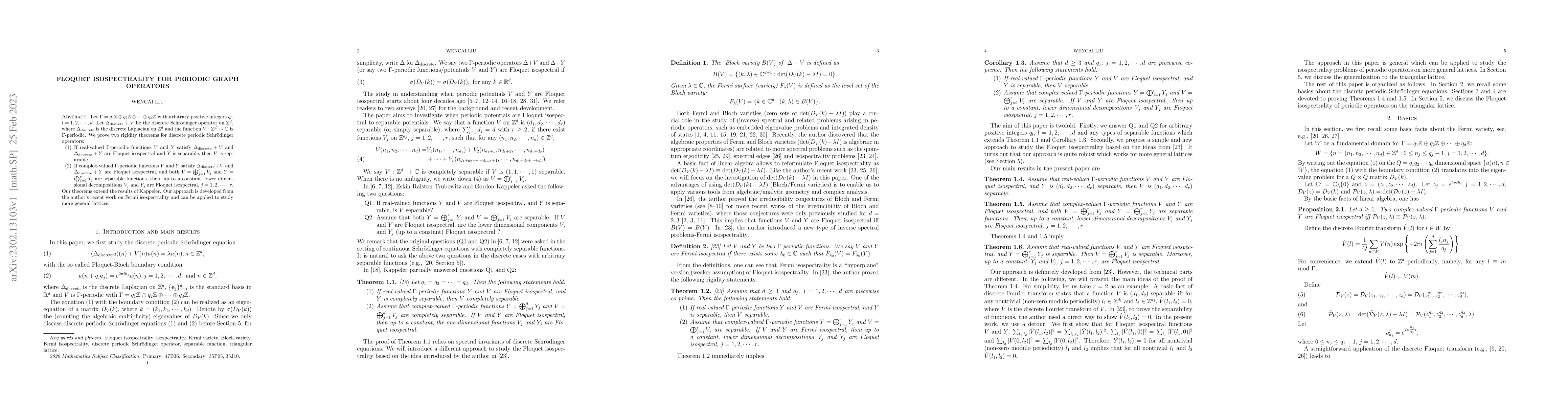 Thumbnail for Floquet isospectrality for periodic graph operators
