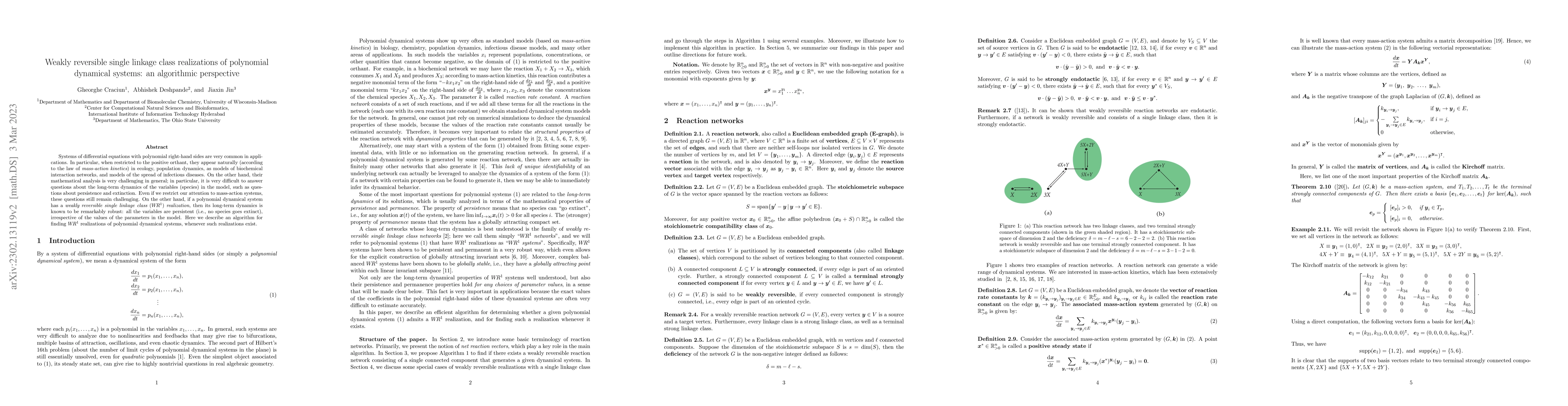 Thumbnail for Weakly reversible single linkage class realizations of polynomial
  dynamical systems: an algorithmic perspective