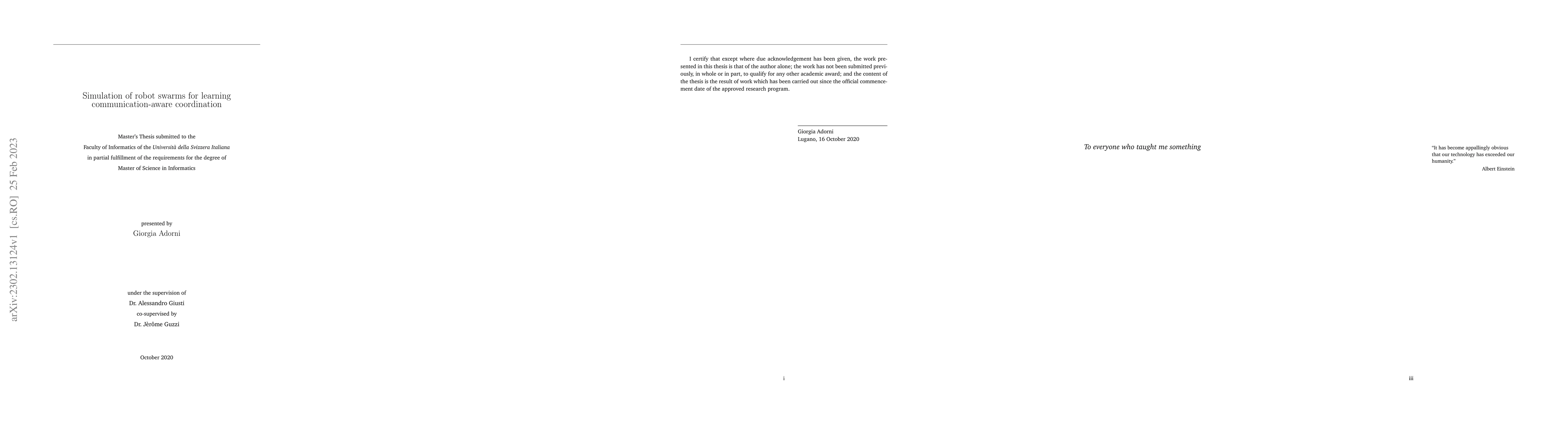 Thumbnail for Simulation of robot swarms for learning communication-aware coordination